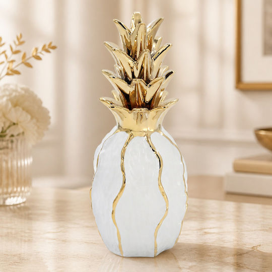 Ceramic Decorative Φ11x27 From Pineapple White Gold Keskor 78767