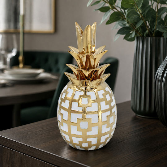 Ceramic Decorative Pineapple White Gold Φ15x31 Keskor 78774