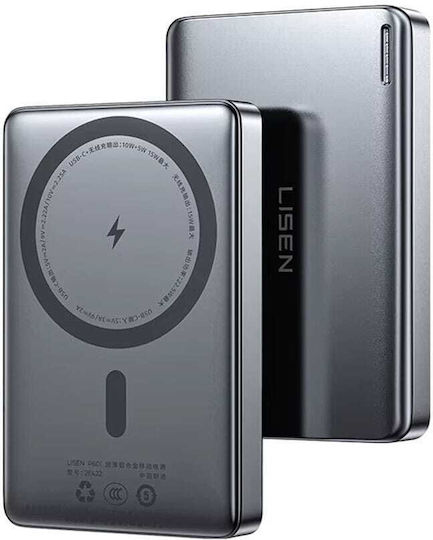 Lisen L601 Pro MagSafe Qi2 Power Bank 10000mAh 27W mit USB-C Ausgangsanschlüsse Grau