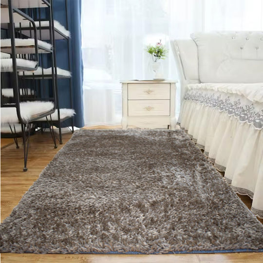 To megalo pazari Schlafzimmer-Teppichsets Shaggy Braun TMP-4675 3Stücke