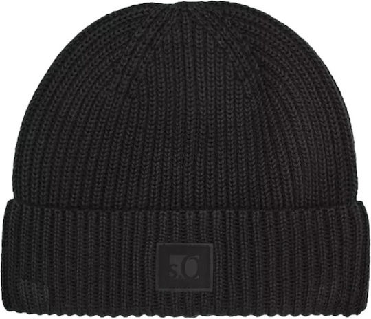 Beanie Căciulă Pentru Bărbați Tricotată În Culoare Neagră