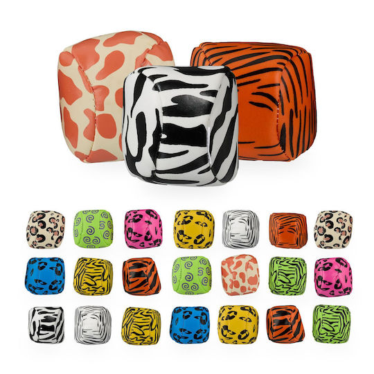 Relaxdays Set 24 Mingi De Baschet Pentru Copii Cu Imprimeu Animal Galbene Verzi Portocalii 5x5x5 Cm