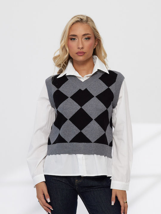 Damen Bluse Ärmellos Geprüft Grau