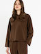 Damen Bluse mit Kapuze Braun