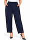 Women's Fabric Trousers with Rubber Band in Regular Fit Blue WH-41531-27TR-BLUE