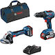 Bosch 0615990M4A Σετ Γωνιακός Τροχός & Κρουστικό Δραπανοκατσάβιδο 18V με 2 Μπαταρίες 4Ah και Θήκη
