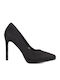 Wildleder Spitze Zehe Pumps mit Plateau Schwarz