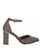 Wildleder Pumps mit Riemen Graue