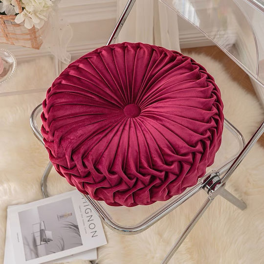 Ehome Velvet Sofa Cushion Burgundy 40x40cm Velvet Decorative Throw Pillow Round 40x40cm HLRZD40-Burgundy