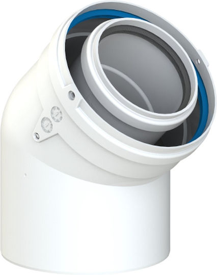 Poujoulat Coxdens Pp Alu Unghi Coaxial De Coș De Fum 45° Diametru 60/100mm Albă