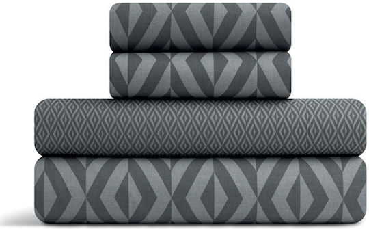 Lino Home Module Cearceafuri De Pat Super Duble 240x260cm Gri Închis 4 Bucăți