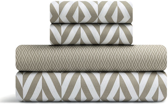 Lino Home Подредба Чаршафи Единично 170x260см Бежови 3 Бройки