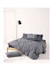 Kentia Satouma Σετ Σεντόνια Ημίδιπλα 190x270εκ. Black-anthracite (3τμχ)