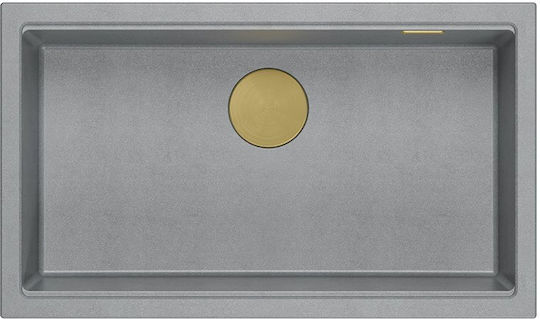 GraniteQ Logan 110 Unterbau Küchenspüle aus Flüssigem Granit M76xB45cm Graue