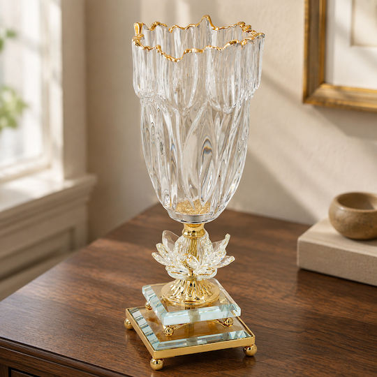 Keskor Decorative Vase Glass Transparent Size 12.5xHeight 33cm
