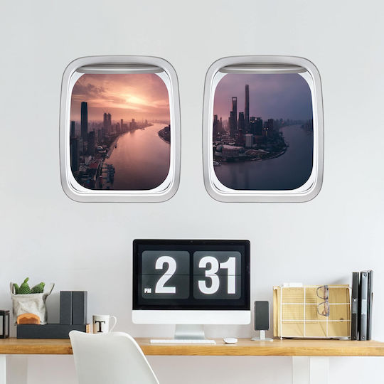 Dreidimensionales Wandsticker & Wandgemälde Ost in Shanghai 60x95cm