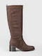 Wildleder Damenstiefel mit mittlerem Absatz Braun