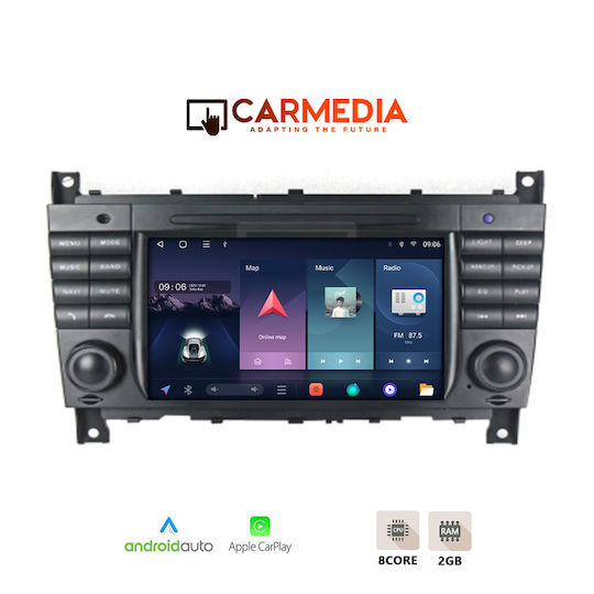 Carmedia Автомобилен Аудио Система за Mercedes-Benz C Class / CLC Class / CLK Class 2004-2008 (Bluetooth/USB/Wi-Fi/GPS/Apple CarPlay/Android Auto) с Touch Screen 7"