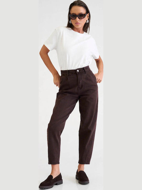 Women's Jean Pants in Balloon Leg Style Brown