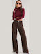 Women's Jean Pants in Wide Leg Style Brown