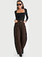 Women's Jean Pants in Baggy Leg Style Brown