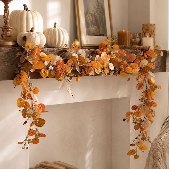 Artificial Decorative Eucalyptus Garland Autumn Leaves 170cm