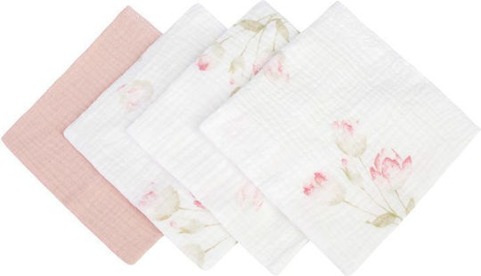 Sensillo Shoulder Burp Cloths From Pink Muslin 30x35cm 4 Pieces