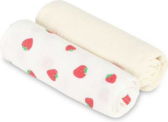 Sensillo Muslin Swaddle Blankets Red 60x75cm 2 Pieces