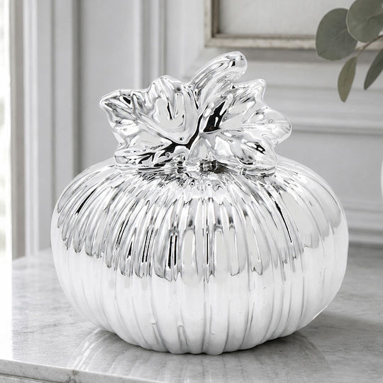 Decorative Ceramic Pumpkin Φ10x8.5 cm Silver Keskor 68279-2