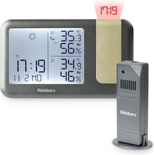 Meteo Kabelloser Wetterstation Digital Tischplatte Grau