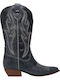 Damen-Cowboystiefel aus Leder Schwarz