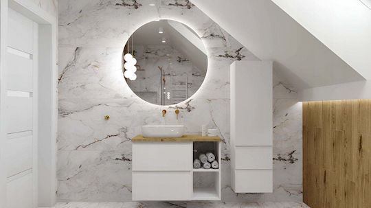 Aquaform Unitate De Mobilier Pentru Baie Cu Chiuvetă M60xA60xÎ45cm Albă Strălucitoare