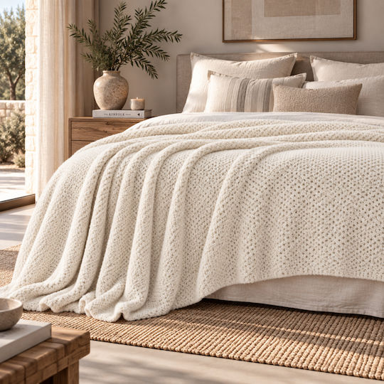 My Home Luxury Κουβέρτα Fleece Μονή 160x220εκ. Εκρού
