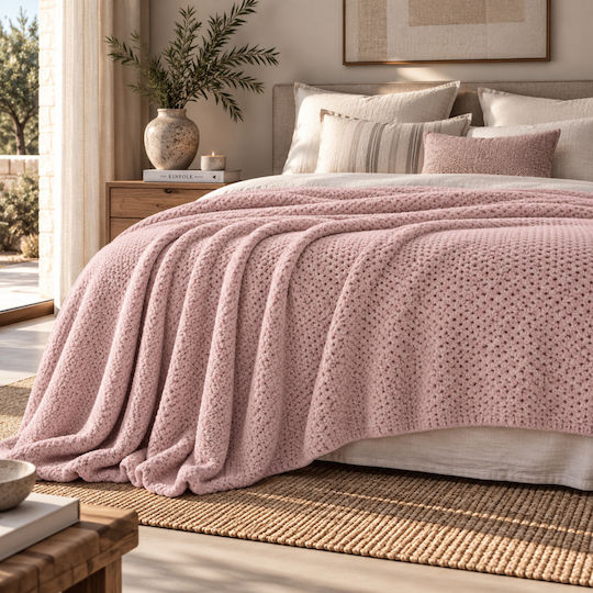 My Home Luxury Κουβέρτα Fleece Υπέρδιπλη 220x240εκ. Ροζ