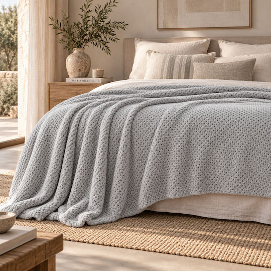 My Home Luxury Blanket Fleece Super Double 220x240cm Grey
