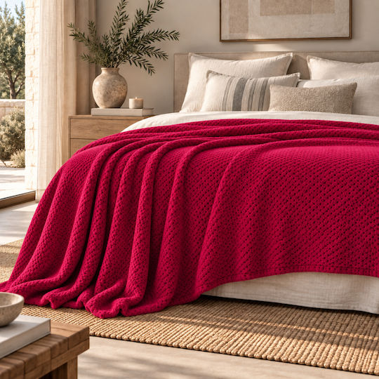 My Home Luxury Blanket Fleece Single 160x220cm Red