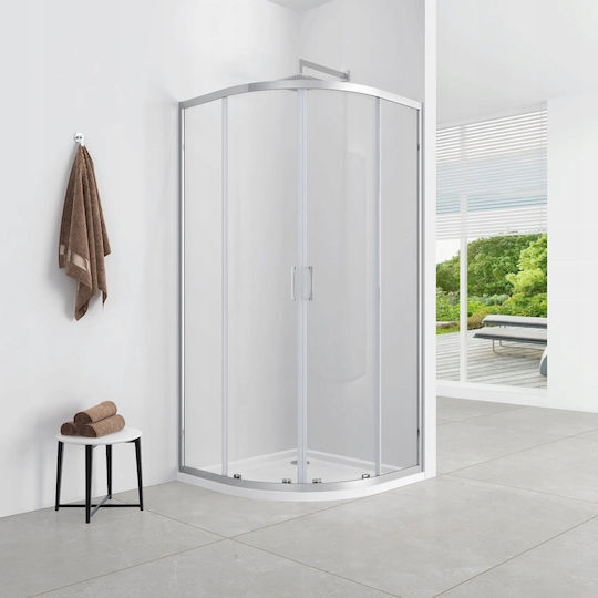 Aptel Καμπίνα Ντουζιέρας με Συρόμενη Πόρτα 90x185cm Clear Glass Chrome