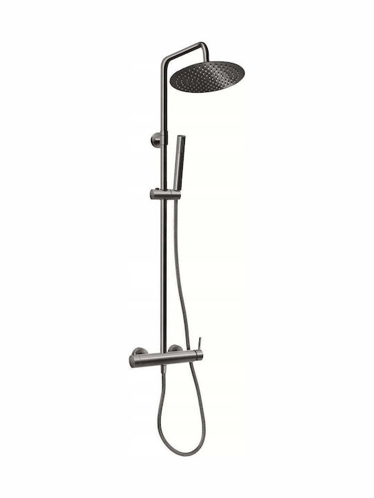 Ferro Shower Column with Bathtub Mixer Silver