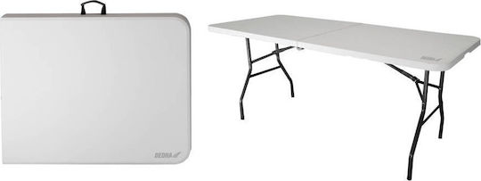 Plastic Foldable Outdoor Table with Metal Frame White 180x74x74cm