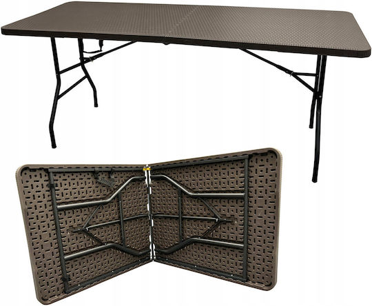 Plastic Catering Outdoor Foldable Table with Metal Frame Technorattan 180x74x74cm