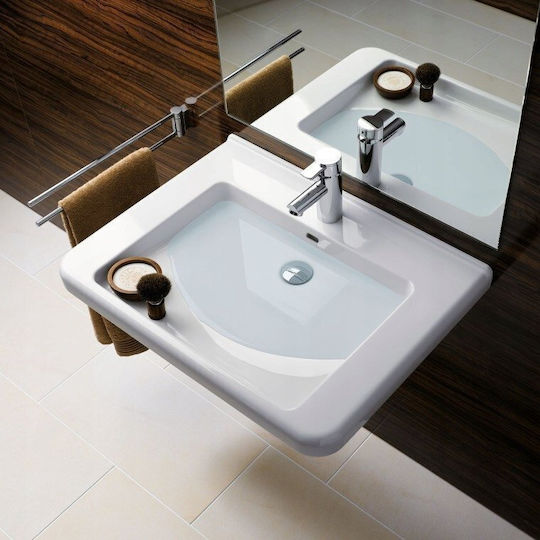 Wall Mounted Vessel Bathroom Sink Ceramic with Faucet 55x55x15cm White Wall Mounted Vessel Bathroom Sink Ceramic with Faucet 55x55x15cm White