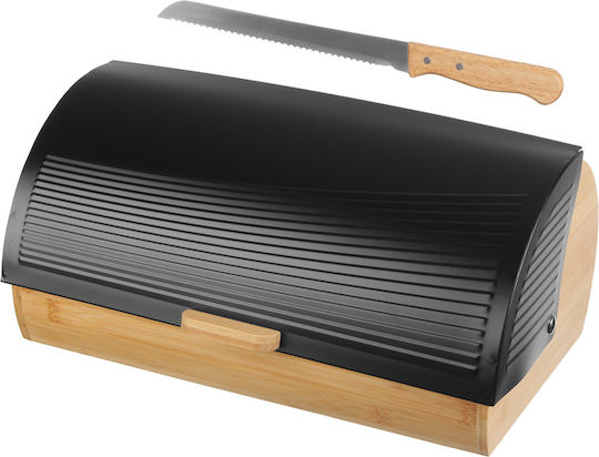 Brunbeste Bread Box with Lid made of Bamboo Black 39x28.5cm