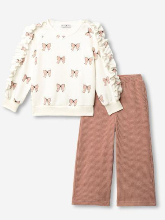 Kids Clothing Set with Pants Winter 2 Pieces Ecru-Pink