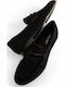 Suede Γυναικεία Loafers σε Μαύρο Χρώμα