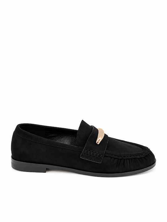 Ciaodea Suede Γυναικεία Loafers σε Μαύρο Χρώμα