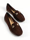 Suede Γυναικεία Loafers σε Καφέ Χρώμα