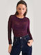 Velvet Damen-Bodysuit mit Spitze Burgundisch