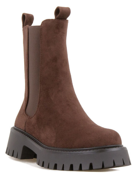 Suede Women's Chelsea Ankle Boots Brown