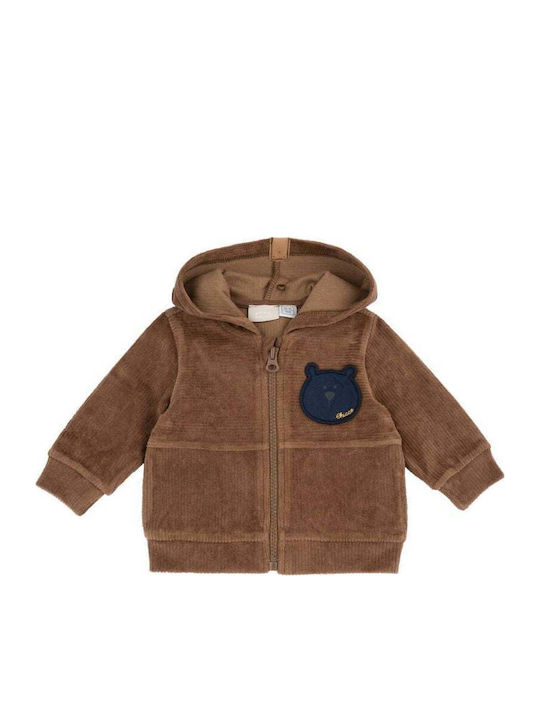 Kids Hooded Cardigan Brown
