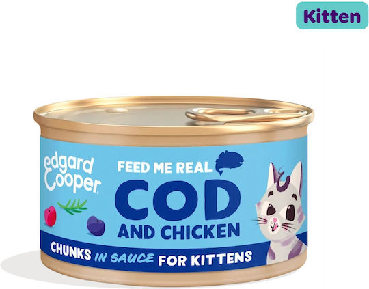 Edgard Cooper Wet Cat Food with Chicken Meat and Cod Grain Free 85gr